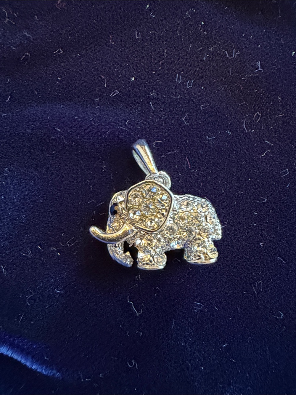 Crystal Elephant Pendant Necklace Charm - Silver Tone
